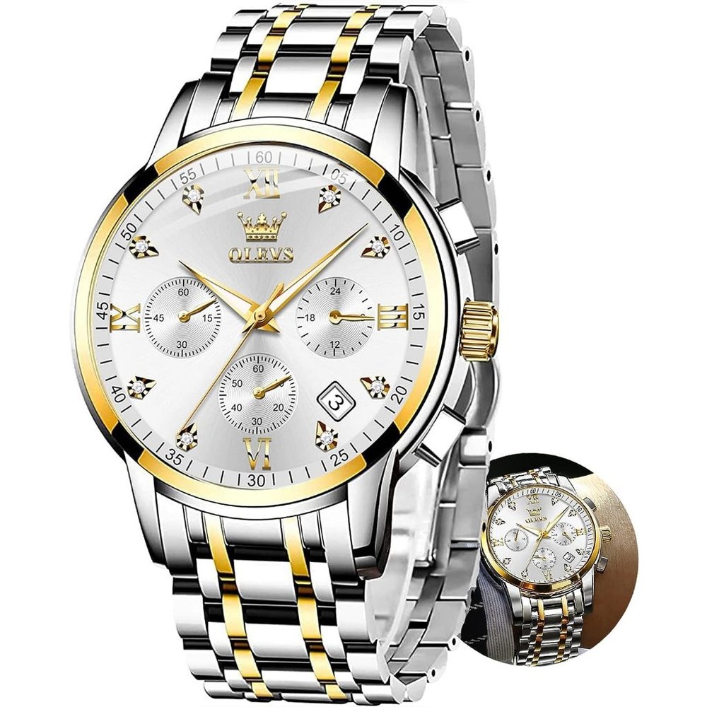 OLEVS Watches for Men with Date Luxury Big Face Waterproof Luminous Wristwatch